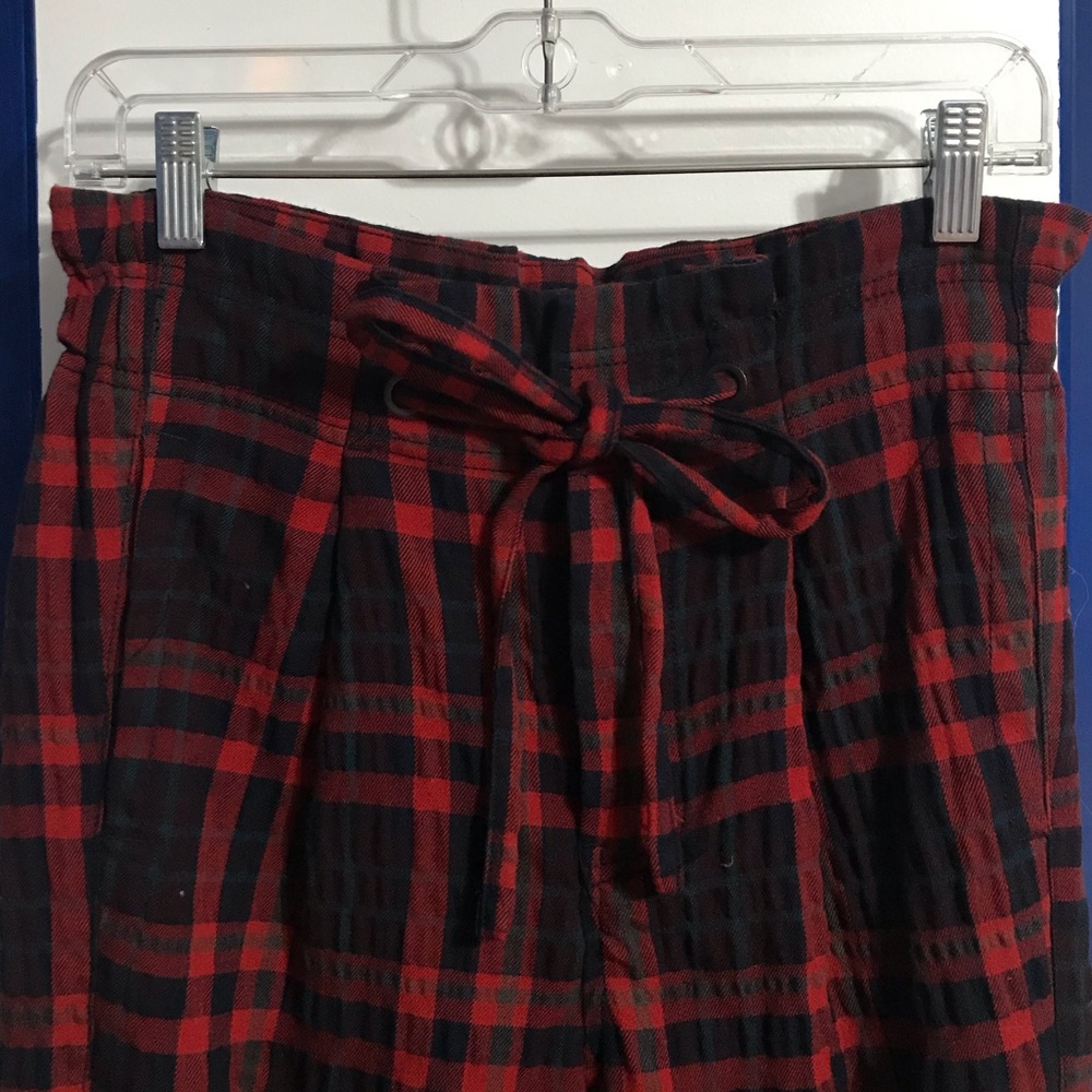 Free People plaid paperbag pant